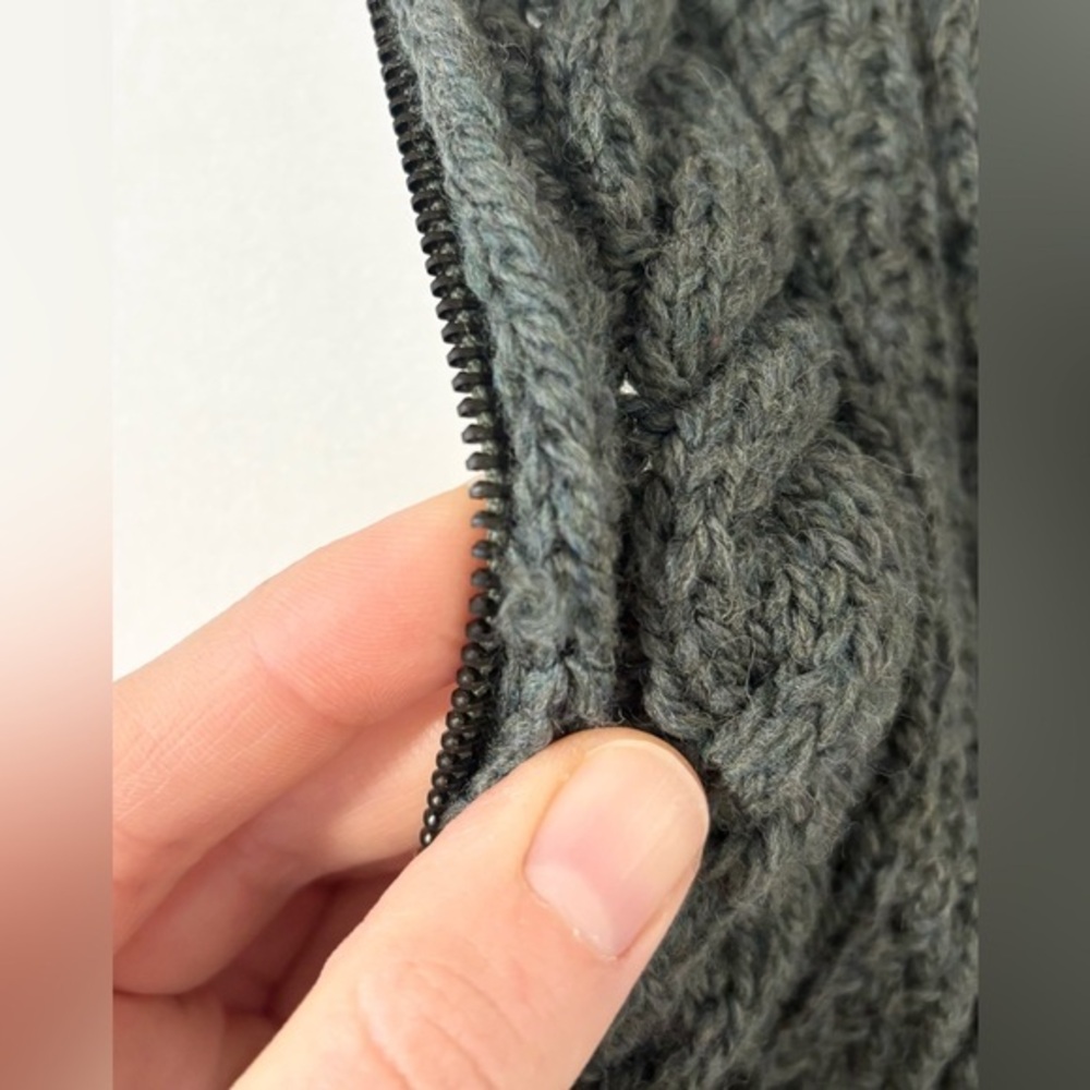 Aran Crafts Dark Green 100% Merino Wool Fisherman‎ Sweater - Picture 7 of 7